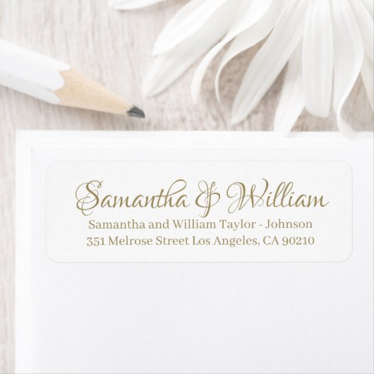 Elegant Gold white custom script names bruiloft Etiket (Insitu)