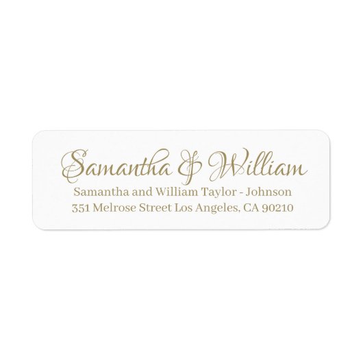 Elegant Gold white custom script names bruiloft Etiket (Voorkant)
