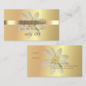 Elegant Gold, White Daisy Reference Card Aanbevelingskaartje (Voorkant / Achterkant)