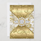 Elegant Gold White Damask floral Birthday Party Kaart (Achterkant)