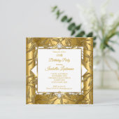 Elegant Gold White Damask Pearl Birthday Party Kaart (Staand voorkant)
