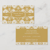 Elegant Gold White Damask Visitekaartje (Voorkant / Achterkant)
