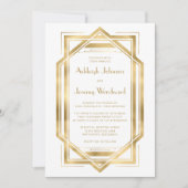 Elegant Gold White Deco Lijst Wedding 1920 Kaart (Voorkant)