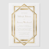 Elegant Gold White Deco Lijst Wedding 1920 Vellum Uitnodigingen (Voorkant)