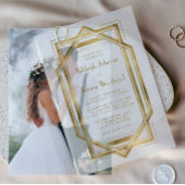 Elegant Gold White Deco Lijst Wedding 1920 Vellum Uitnodigingen