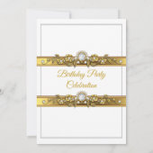 Elegant Gold White Diamond Birthday Party Kaart (Achterkant)