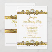 Elegant Gold White Diamond Birthday Party Kaart (Voorkant / Achterkant)
