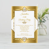 Elegant Gold White Diamond Birthday Party Kaart (Staand voorkant)