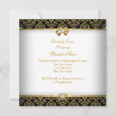 Elegant Gold White Diamond Black Birthday Party Kaart (Achterkant)