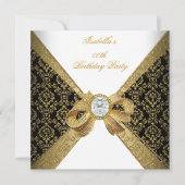 Elegant Gold White Diamond Black Birthday Party Kaart (Voorkant)