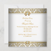 Elegant Gold White Diamond Damask Birthday Party Kaart (Achterkant)