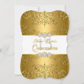 Elegant Gold White Diamond Glamor Quinceanera Kaart (Voorkant)