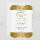 Elegant Gold White Diamond Glamor Quinceanera Kaart (Achterkant)