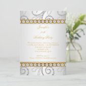 Elegant Gold White Diamond Pearl Birthday Party Kaart (Staand voorkant)