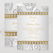 Elegant Gold White Diamond Pearl Birthday Party Kaart (Voorkant / Achterkant)