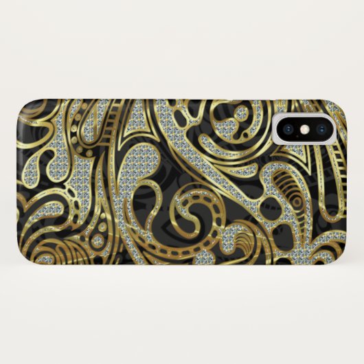 Elegant Gold & White Diamonds Abstracte zwenken Case-Mate iPhone Case (Achterkant (horizontaal))