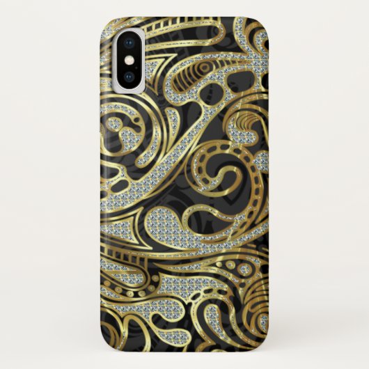 Elegant Gold & White Diamonds Abstracte zwenken Case-Mate iPhone Case (Achterkant)