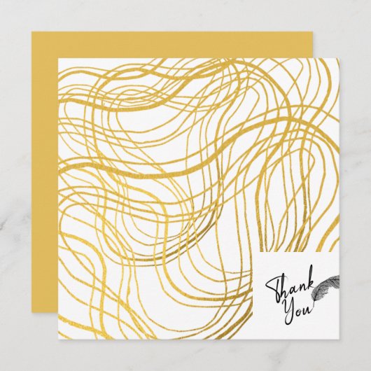 Elegant Gold White en Black Text Bedankkaart (Voorkant / Achterkant)