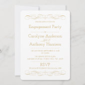Elegant  Gold & White Engagement Party Kaart (Voorkant)