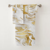 Elegant Gold White Faux Marble Bad Handdoek (Insitu)