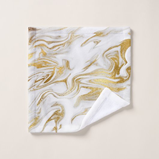 Elegant Gold White Faux Marble Bad Handdoek (Wasdoekje)