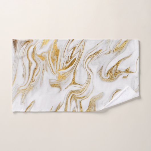 Elegant Gold White Faux Marble Bad Handdoek (Handdoek)