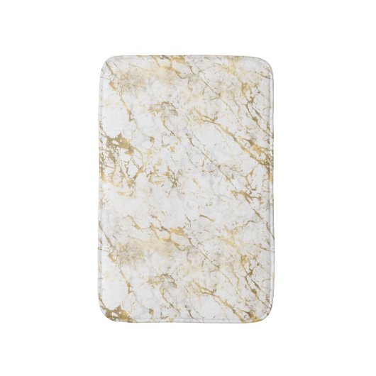 Elegant Gold White Faux Marble Pattern Badmat (Voorkant Verticaal)