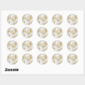 Elegant Gold White Faux Marble Ronde Sticker (Vel)