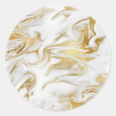 Elegant Gold White Faux Marble Ronde Sticker (Voorkant)