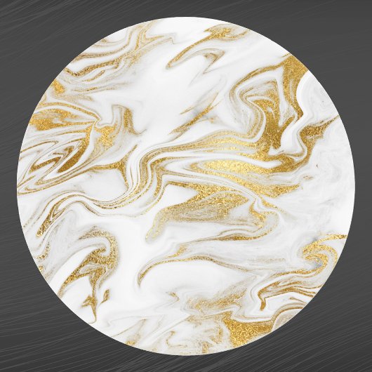Elegant Gold White Faux Marble Ronde Sticker