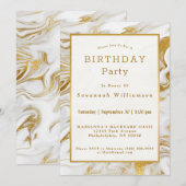 Elegant Gold White Faux Marmer Birthday Kaart (Voorkant / Achterkant)