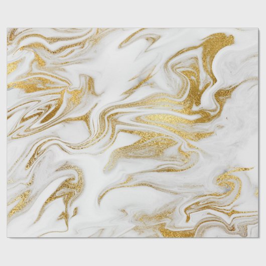 Elegant Gold White Faux marmer kerst Cadeaupapier (Vlak)