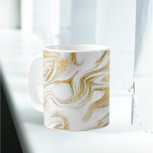Elegant Gold White Faux marmer kerst Koffiemok