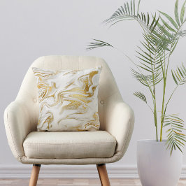 Elegant Gold White Faux marmer kerst Kussen