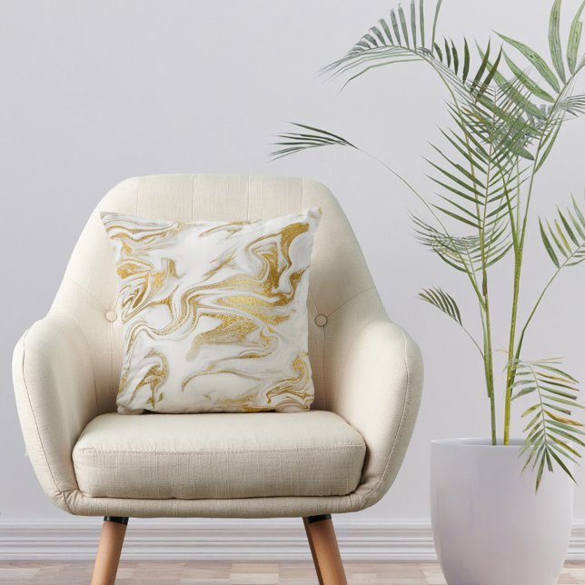 Elegant Gold White Faux marmer kerst Kussen (Creator heeft geüpload)