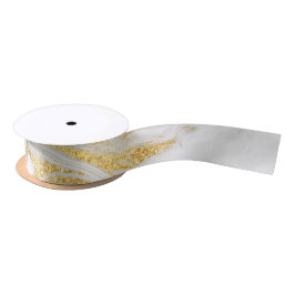 Elegant Gold White Faux marmer kerst Satijnen Lint