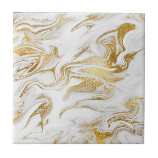 Elegant Gold White Faux marmer kerst Tegeltje (Voorkant)