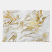 Elegant Gold White Faux marmer kerst Theedoek (Horizontaal)