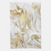 Elegant Gold White Faux marmer kerst Theedoek (Verticaal)