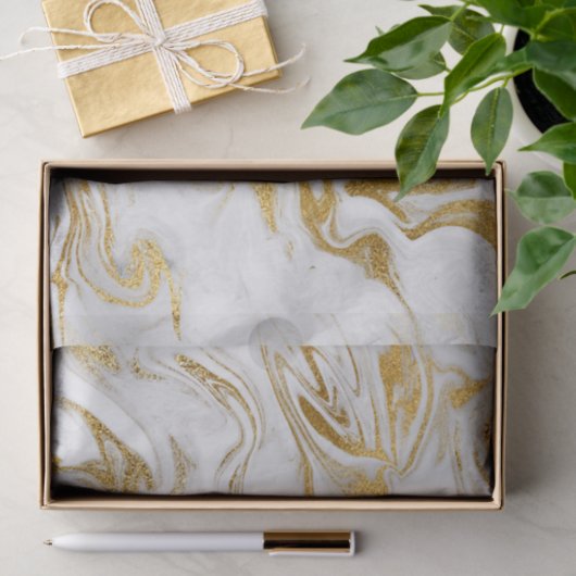 Elegant Gold White Faux marmer kerst Tissuepapier (Geschenk)