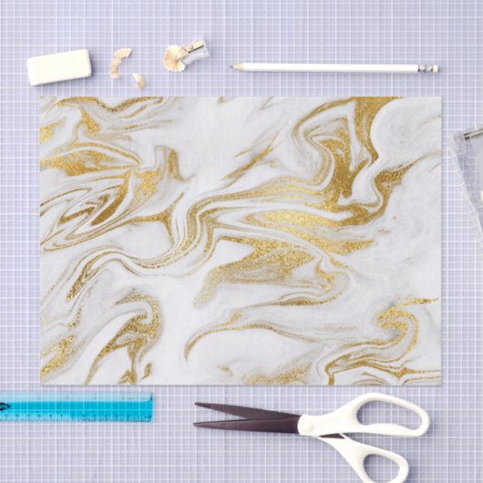 Elegant Gold White Faux marmer kerst Tissuepapier (Craft)