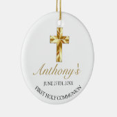 Elegant Gold White First Heilige Communie Keepomwi Keramisch Ornament (Rechts)