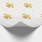 Elegant Gold & White Fleur De Lis Wrapping Paper Cadeaupapier (Hoek)