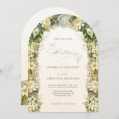 Elegant Gold White Floral Arch Wedding Kaart (Voorkant / Achterkant)