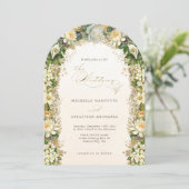 Elegant Gold White Floral Arch Wedding Kaart (Staand voorkant)