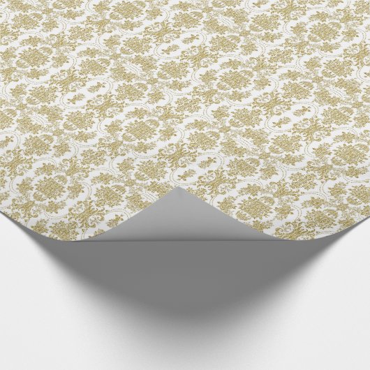 Elegant Gold & White  Floral Pattern Cadeaupapier (Hoek)