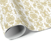 Elegant Gold & White  Floral Pattern Cadeaupapier (Rol Hoek)