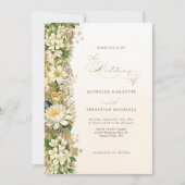 Elegant Gold White Floral Wedding Kaart (Voorkant)