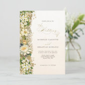 Elegant Gold White Floral Wedding Kaart (Staand voorkant)