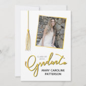 Elegant Gold White Foto Afstuderen Aankondiging (Voorkant)